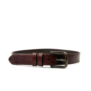 Vintage Bison Leather Belt Western Style Size 34 Made In USA Silver Buckle